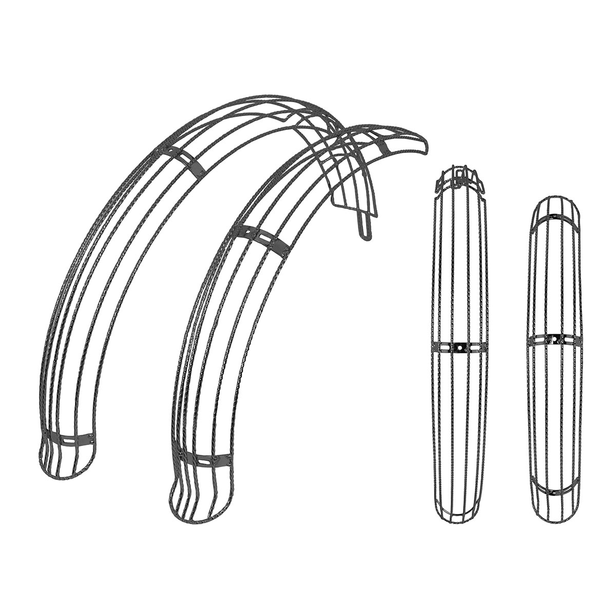 20 Flared Twisted Adjustable Fender W/O Braces Set Black.